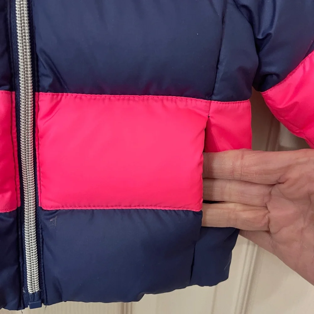 Ralph Lauren baby girls' rugby quilted down jacket in pink and navy blue. Sz 9M. - Picture 3 of 8